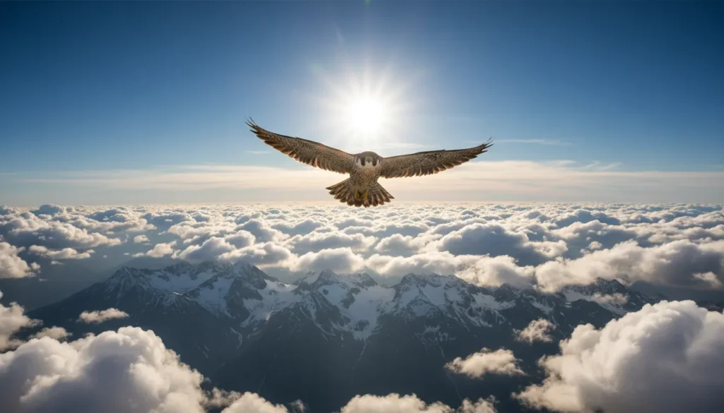 Hawk soaring high symbolizing clarity, vision, and higher perspective.