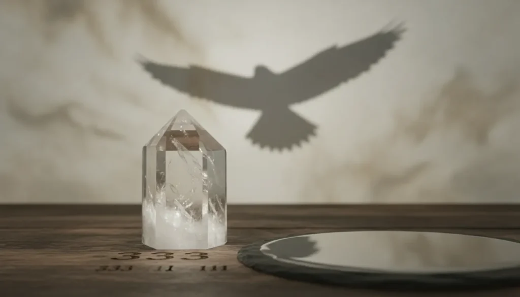 Crystals used as a reflective tool to understand recurring symbols and personal signs.