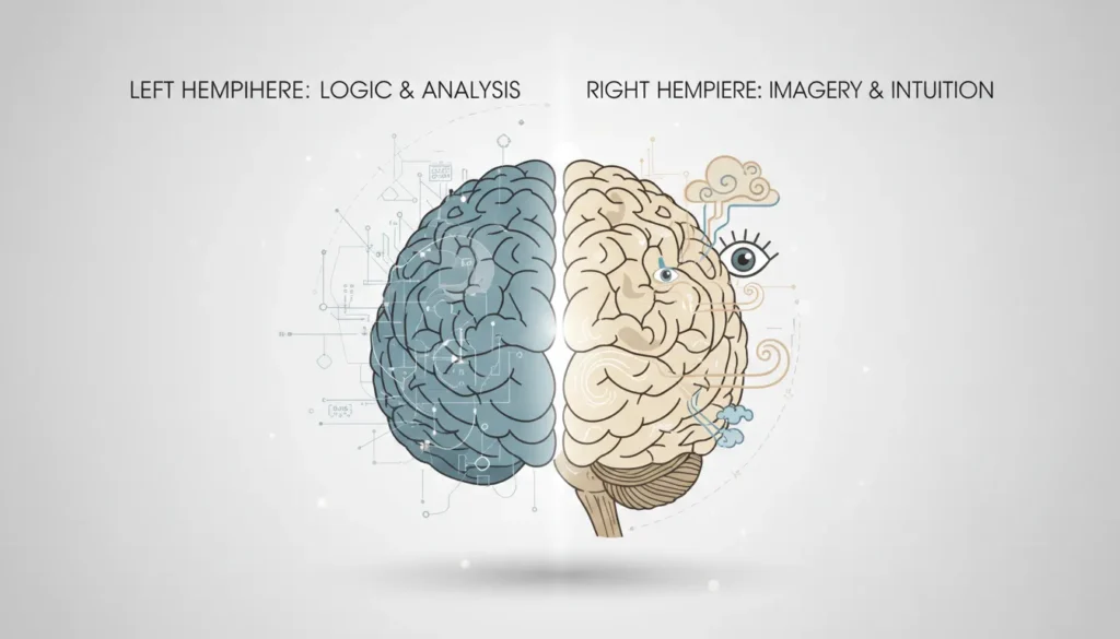 Dream interpretation explained through left and right brain processing.