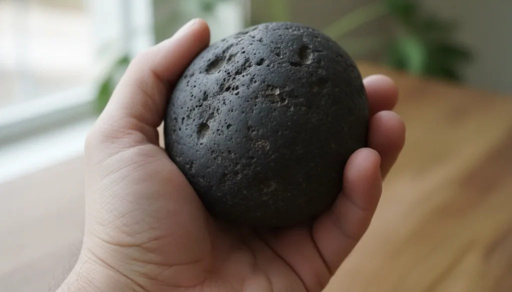 Using a grounding crystal to calm the body before symbolic interpretation.