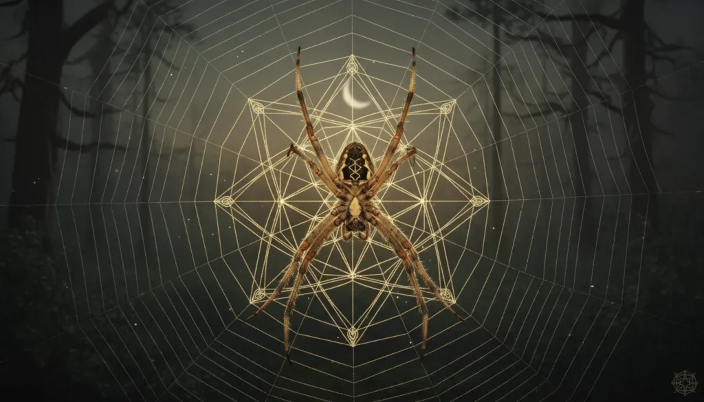 Spider as the master weaver symbolizing destiny, creativity, and life patterns.
