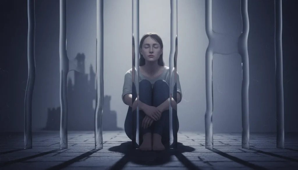 Illustration showing resentment as an inner prison affecting mental and emotional peace.